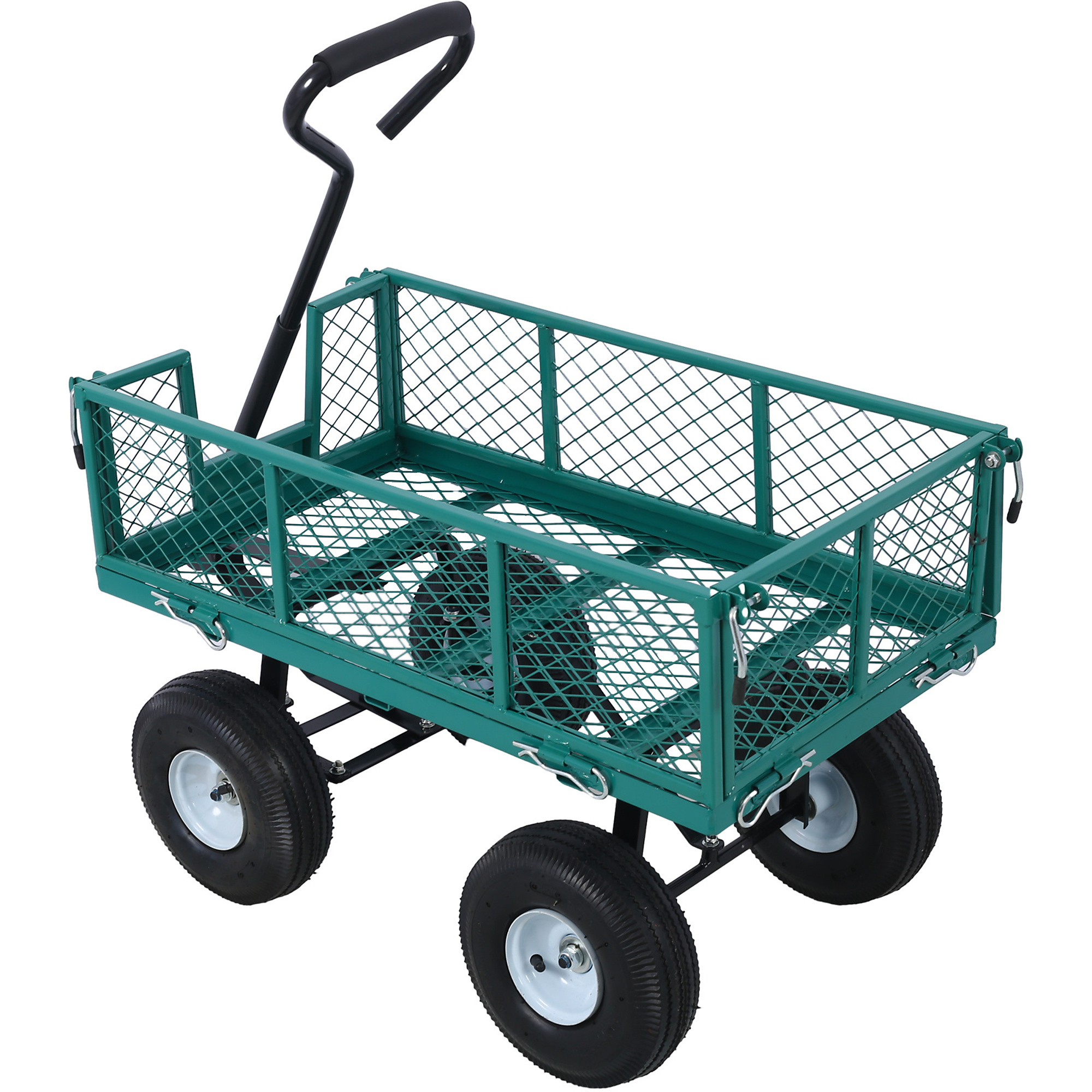 BlackTeck Steel Garden Cart — 3 Cu. Ft., 550-Lb. Capacity, Steel Mesh Removable Sides, 10in. Pneumatic Tires, Green, Model# NTE-W46542634